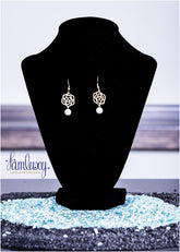 Handmade Gold Plated Flower Earring with hanging pearl