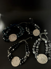 coin bracelet with 2 rows natural stone