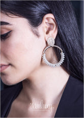 Circle Pearl Earring With Cubic Zirconia Diamond