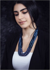 Blue stone long fashion necklace