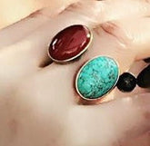 natural stone, Agate & turquoise ring ( Aghigh & Firoozeh), hand made & adjustable