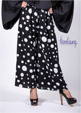 Polka-Dot Elastic Waist Wide Leg Pants
