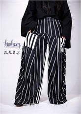 Strip Black and White casual loose pant
