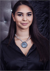 Handmade Natural Stone (Agate) Necklace With Calligraphy On Pendent