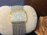 Unique Square Gold And Silver Bracelet With Zirconia Diamond