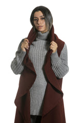 Dark Red Customize vest with Leather Laser Cut on back