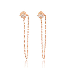 Push Back Ear Thread Earring Sterling Silver Chain Earrings