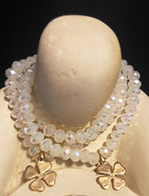 White and Gold Clover bracelet,3 pieces