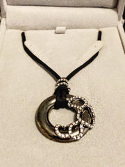 Round Grey Necklace with Stone