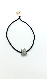 Rose Gold Frog Black Band Bracelet