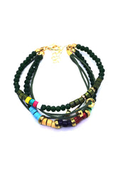 Dark Green Multi Layer Stone Bracelet