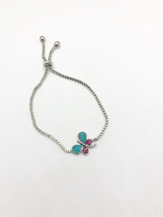 Silver Band Butterfly with Light Blue and Pink Colours