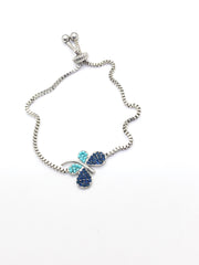 Silver Band Butterfly with Light Blue and Dark Blue Colours