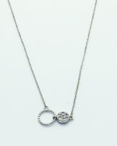 Silver 2 Circle with Stud Necklace