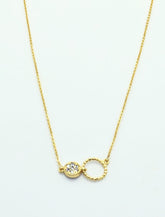Gold 2 Circle with Stud Necklace