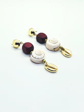 Seashell Earrings with Red Stones