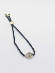 Gold Hamsa with Black Band Bracelet