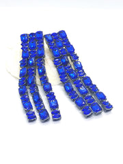 Dark Blue Baguette Earrings