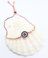 Rose Gold fitted Bracelet circle evil eye