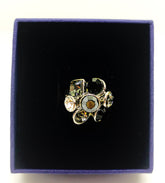 Silver Ring With Studs And Onyx Stones