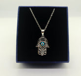 Sterling silver Hamsa hand necklace