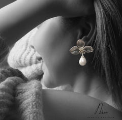 Sterling Silver Gold plated Handmade Earrings with Pearl