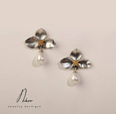 Sterling Silver Gold plated Handmade Earrings with Pearl
