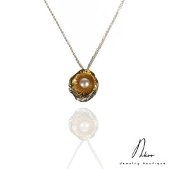 Sterling Silver Gold Plated Necklace with Pearl