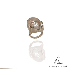 Sterling Silver Handmade Ring with Baroque Pearl
