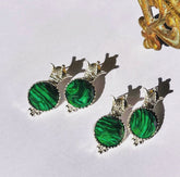 Silver Handmade Malachite stone Earrings