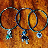 Leather Necklace with coin and evileye