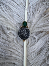 Calligraphy Silver Ring With Green Stone ( Adjustable )