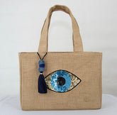 Canvas Fabric Book Tote Bag with Eye series design in gold