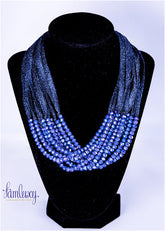 Blue stone long fashion necklace