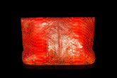 Zinnia Mini Fold Over Clutch Bag; Electric Red Natural Python Leather