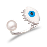 Turkish Handcrafted Adjustable Evil Eye Silver Ring
