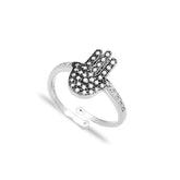 Turkish Handcrafted Sterling Adjustable Silver Hamsa Ring