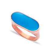 Silver Blue Enamel Ring Handcrafted 925 Sterling Silver Jewelry Ring