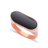 Silver Black Enamel Ring Handcrafted 925 Sterling Silver Jewelry