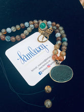 Calligraphy necklace with jade stones