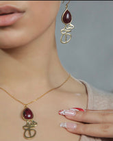 Gold plated handmade Agate set of necklace & earring (Hich)