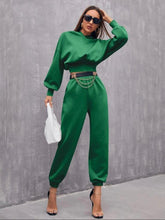 Hoodie & High Waist Sweatpants Without Belt