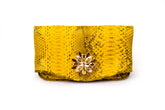 Sylvana Dubayssi Zinnia Mini Swarovski Clutch Bag; Canary Yellow Python Leather