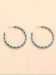 Turquoise Decor Hoop Earrings