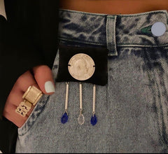 handmade Silver coin with hanging Swarovski stone