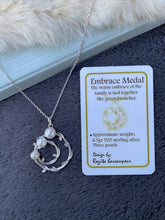 925 Silver Embrace Medal with three Pearls