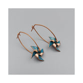 Copper enemal Spinner Earrings