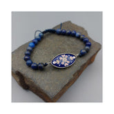 Silver & Copper Braclete with Lapis stones