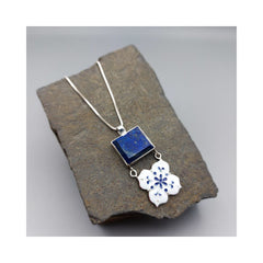 Silver & Copper Necklace with Lapis Stone