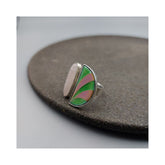 Half moon Silver ring with rose quartz